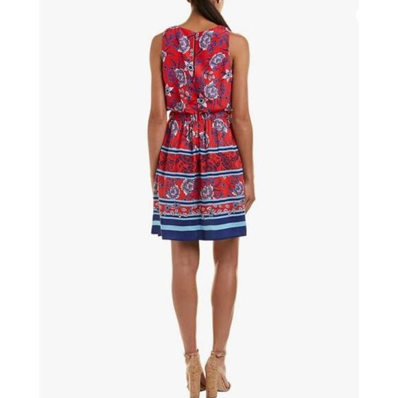 Eliza J Women Flora Boho Floral Fit and Flare Mini Dress Size 6 Petite Red Multi - Picture 3 of 11